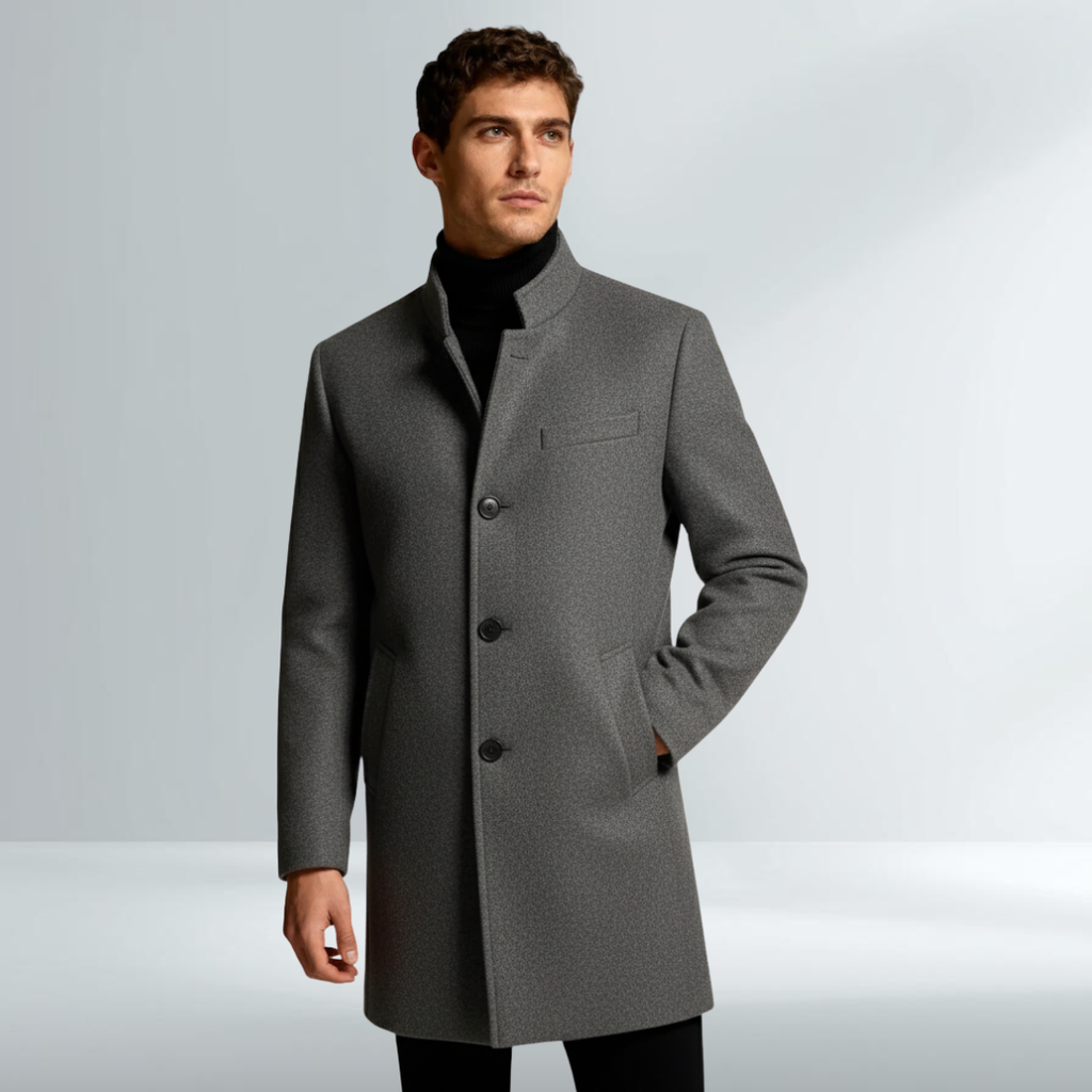 Cappotto Uomo Grigio Scuro Stile Clean