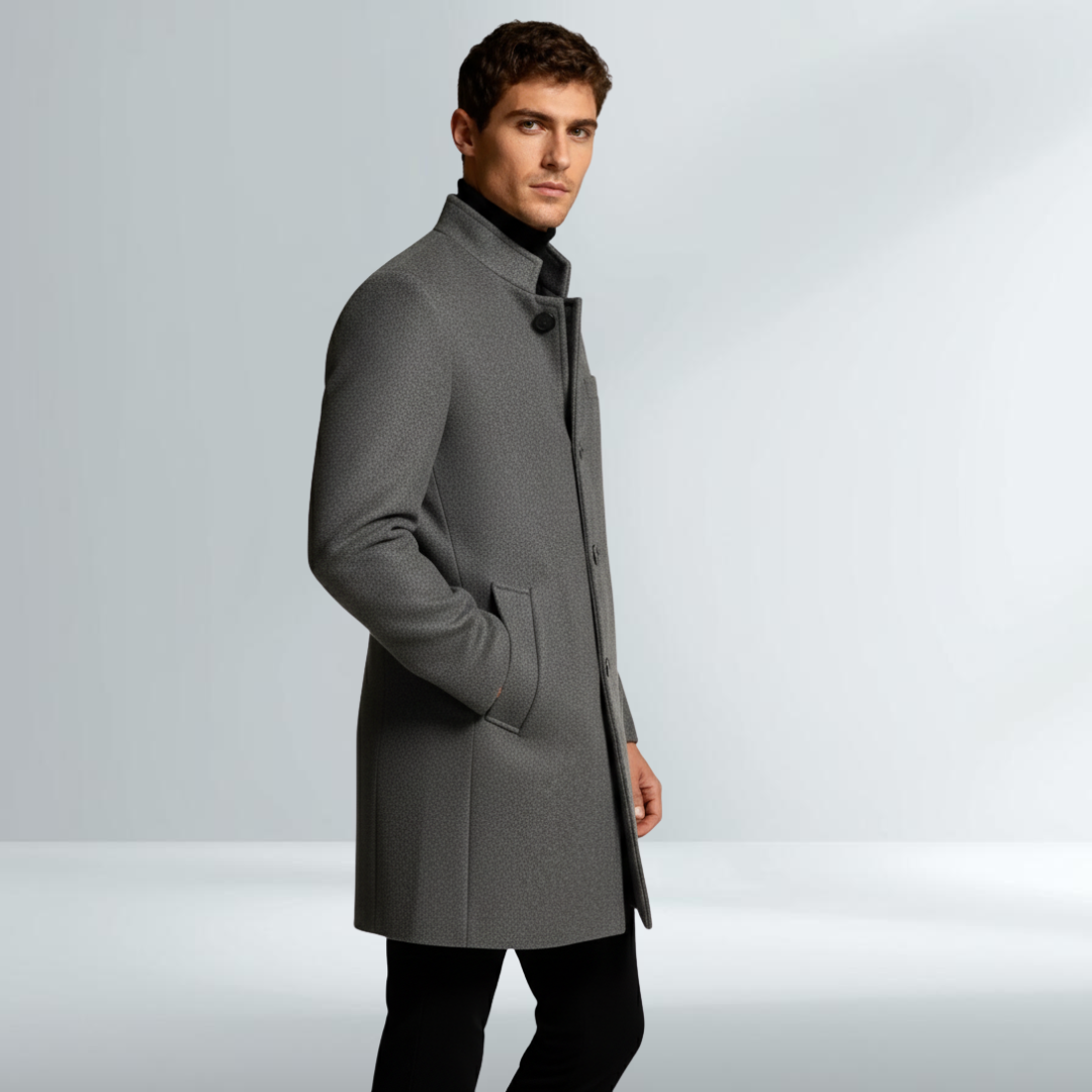 Cappotto Uomo Grigio Scuro Stile Clean