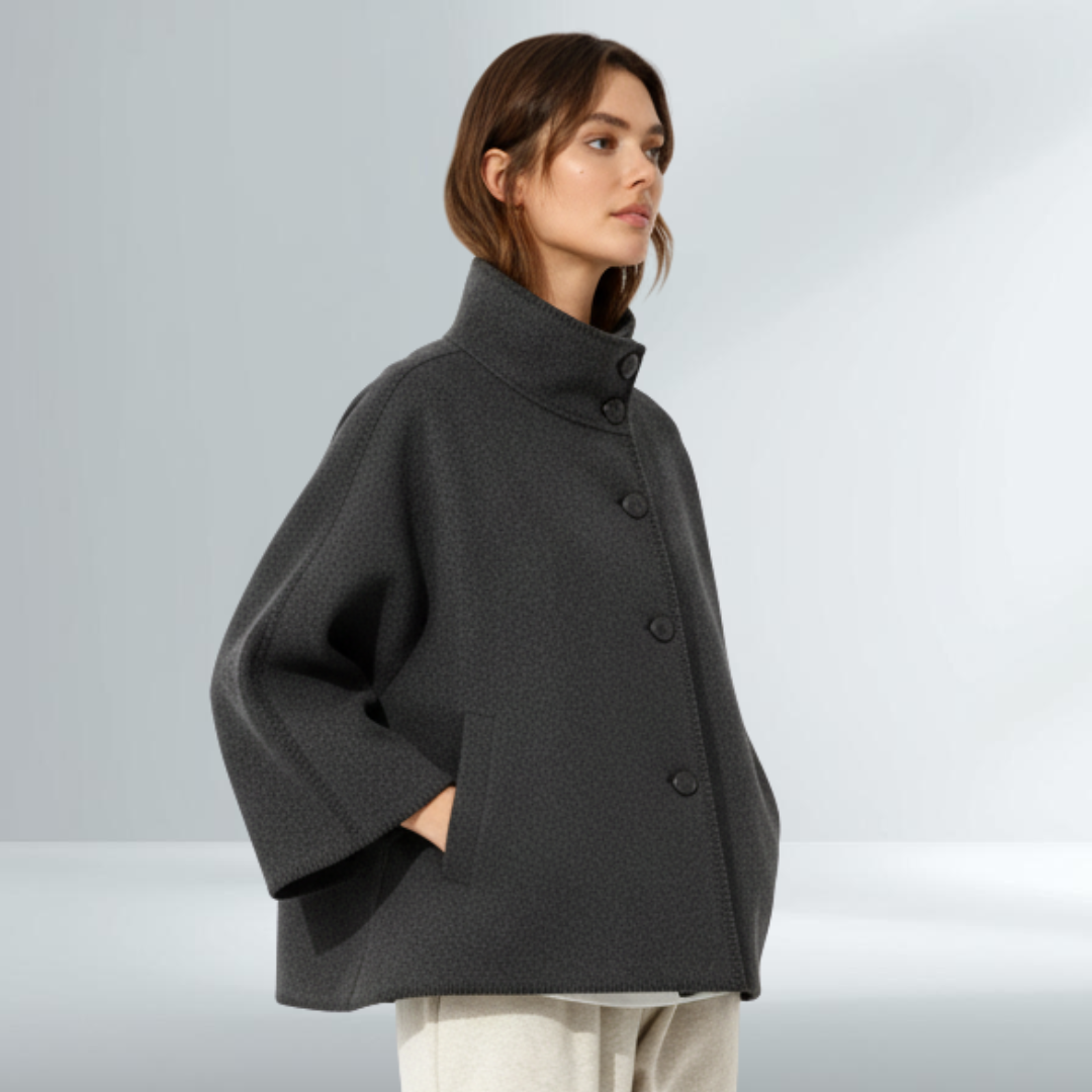 Giacca Donna Grigio Scuro Collo Alto