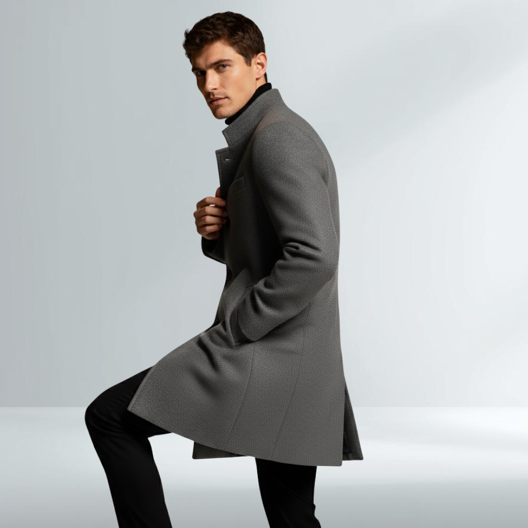 Cappotto Uomo Grigio Scuro Stile Clean