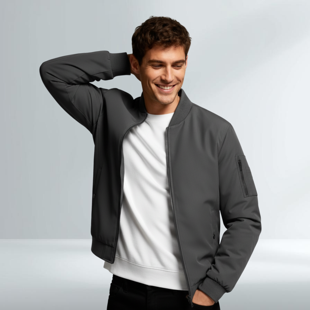 Giacca Bomber da Uomo Grigio Scuro