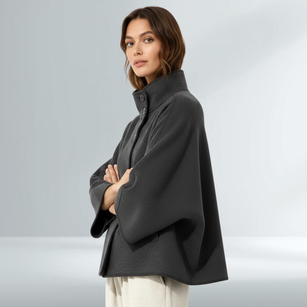 Giacca Donna Grigio Scuro Collo Alto